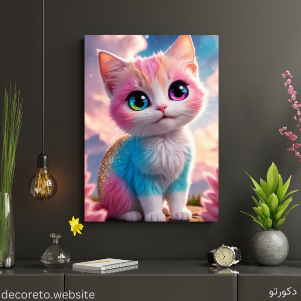 تابلو گربه صورتی رنگ (Pink Cat)